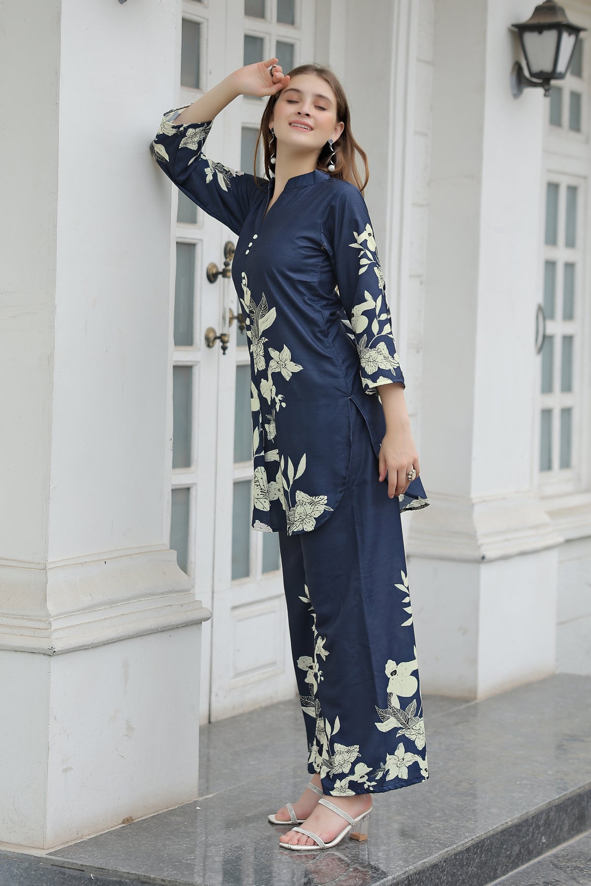 Blue Floral Printed Co-Ord Set