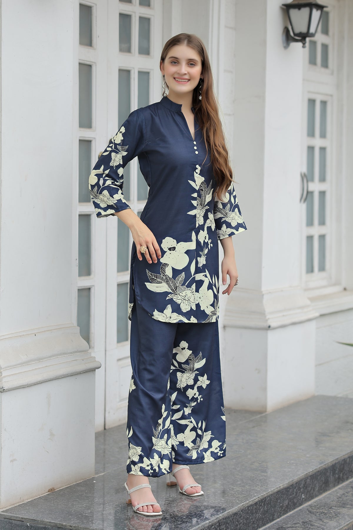 Blue Floral Printed Co-Ord Set