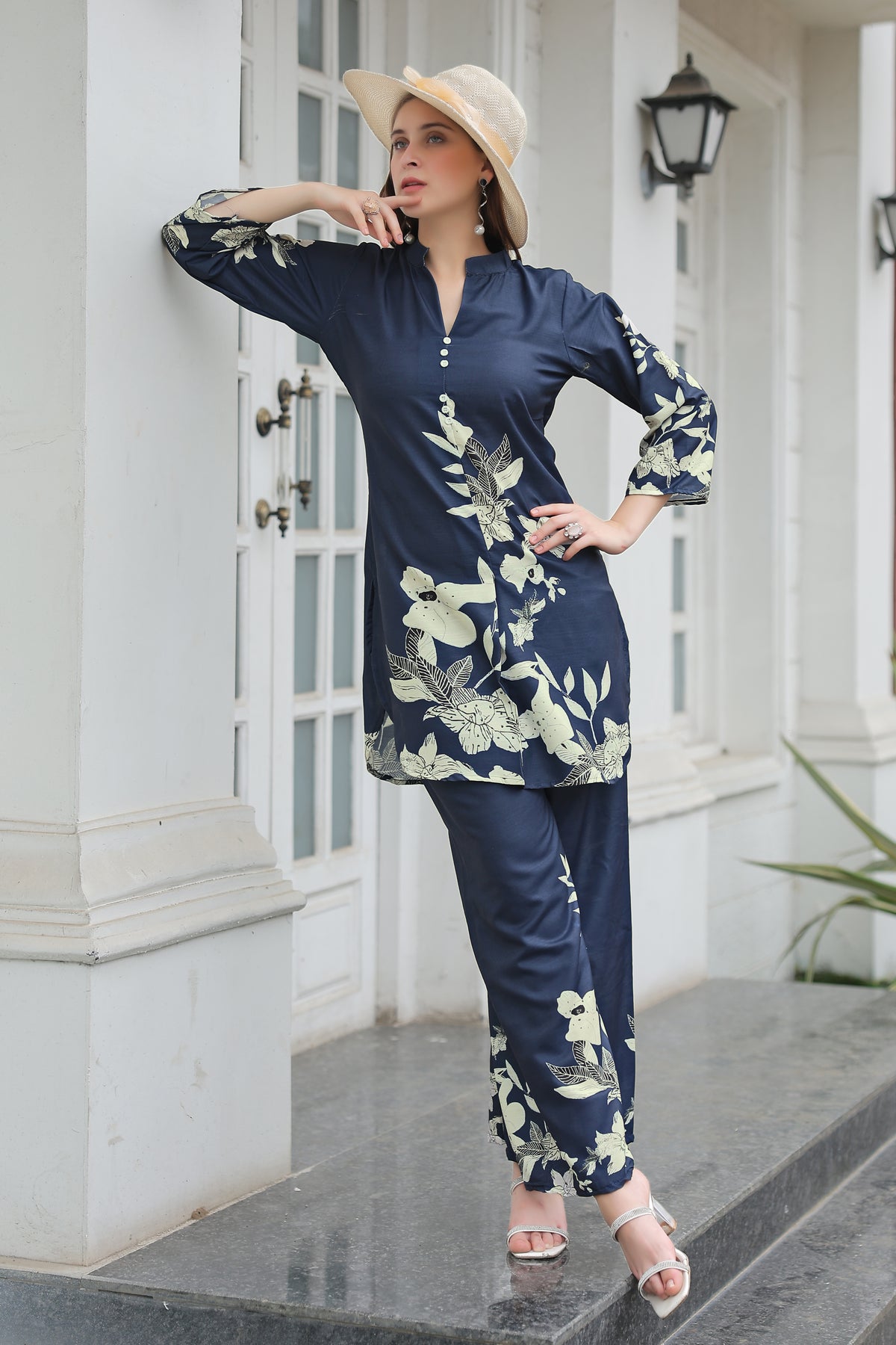 Blue Floral Printed Co-Ord Set