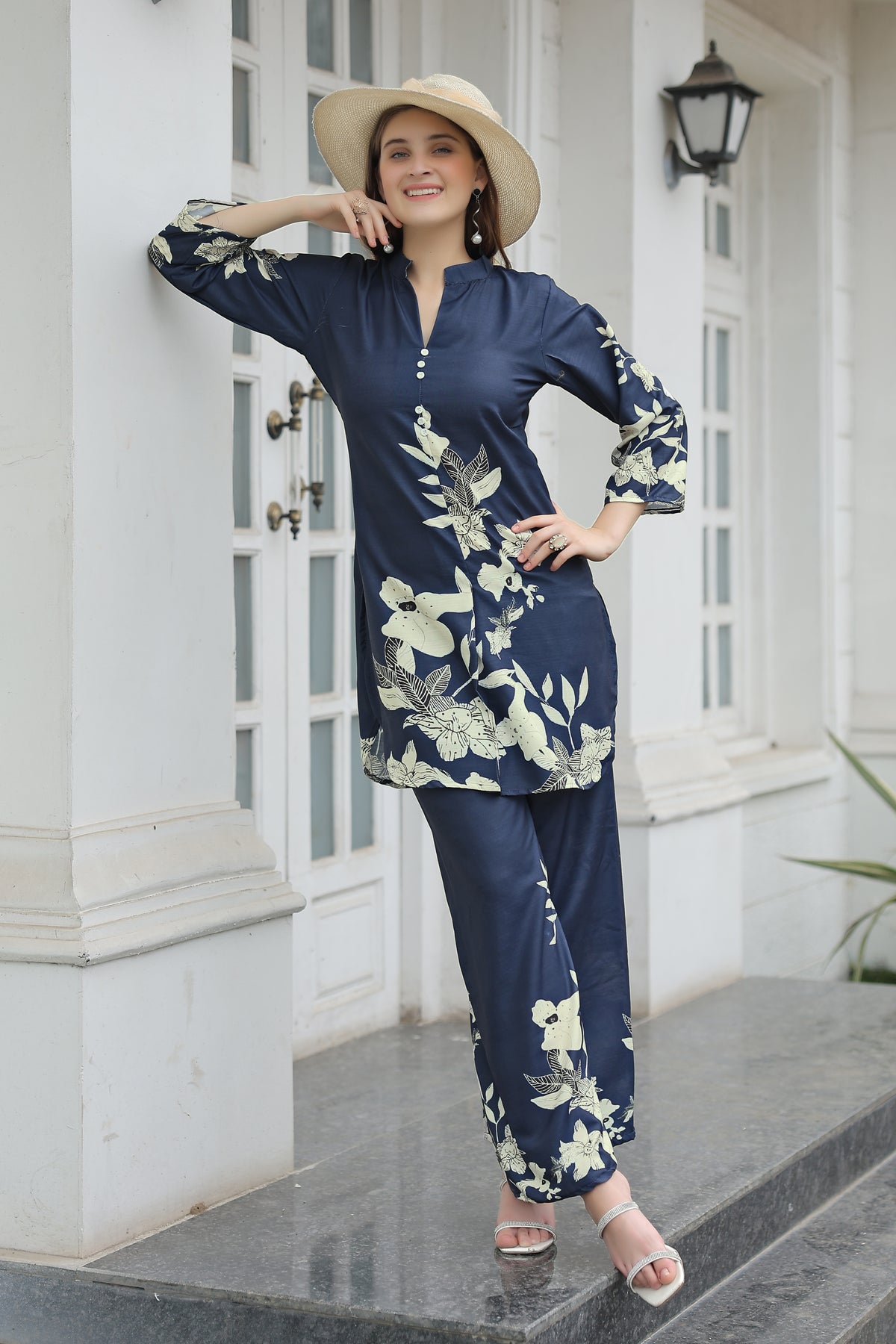 Blue Floral Printed Co-Ord Set