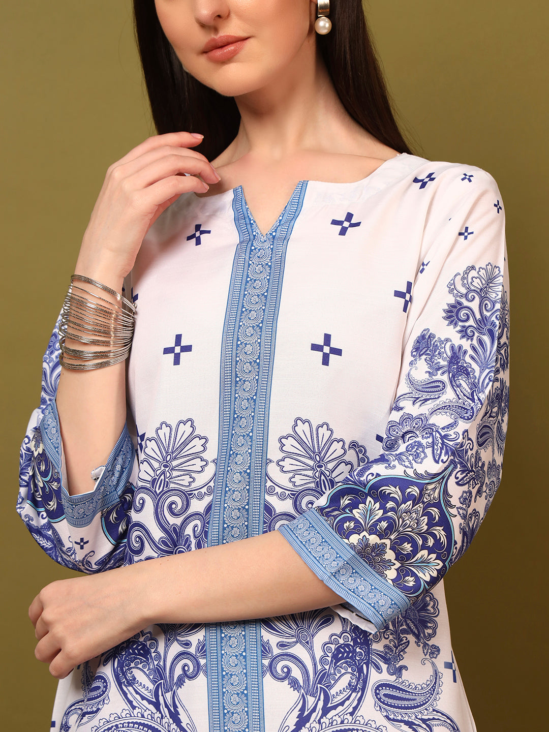Blue White Floral Printed Co-Ord Set