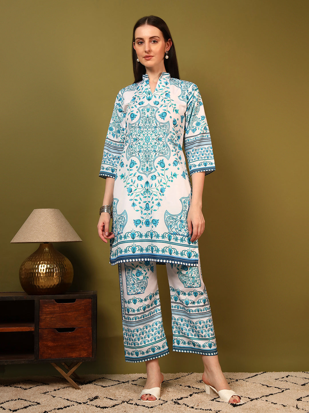 Teal Floral Printed Co-Ord Set