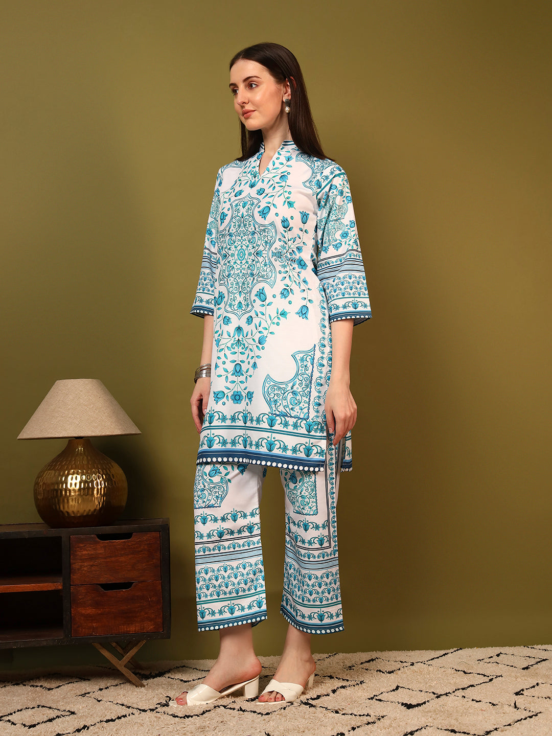 Teal Floral Printed Co-Ord Set