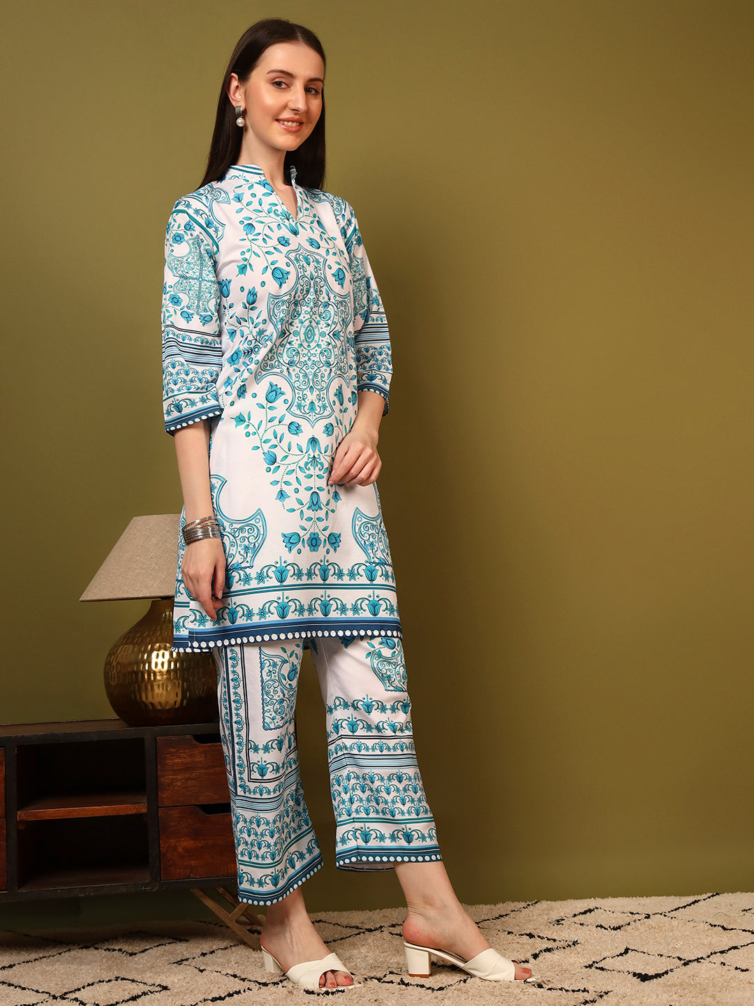 Teal Floral Printed Co-Ord Set