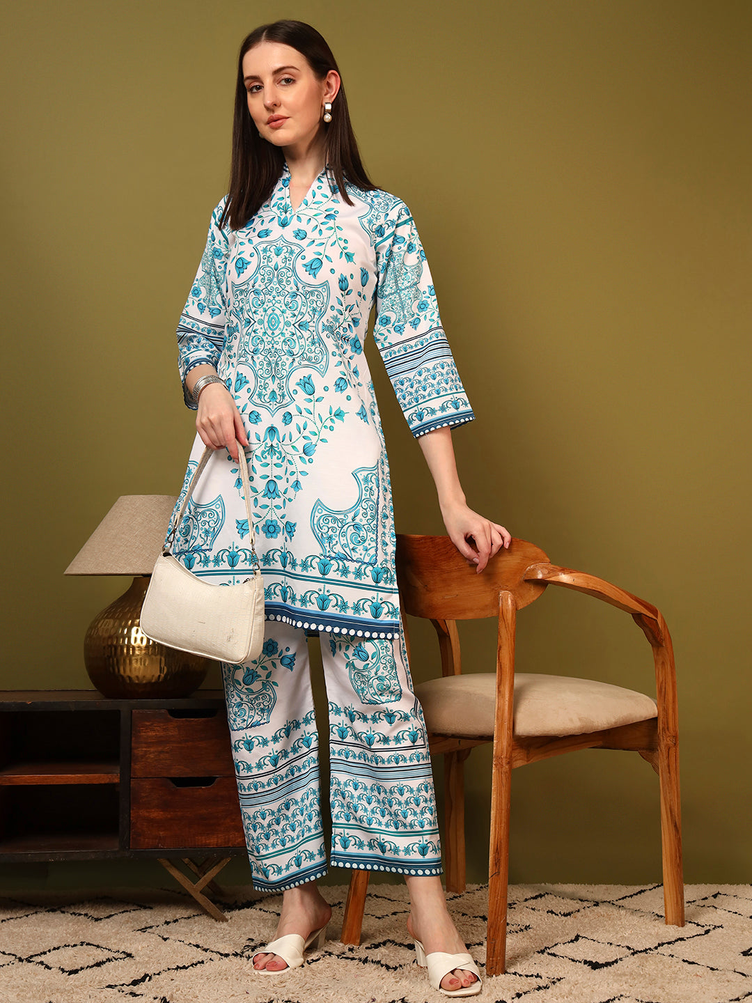 Teal Floral Printed Co-Ord Set