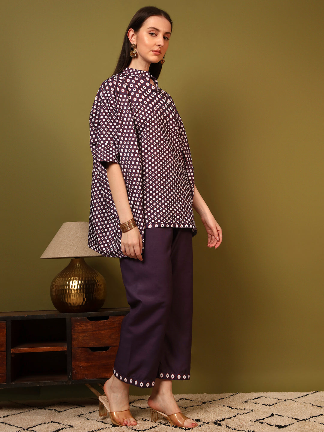 Wine Blue Geometric Printed Co-Ord Set
