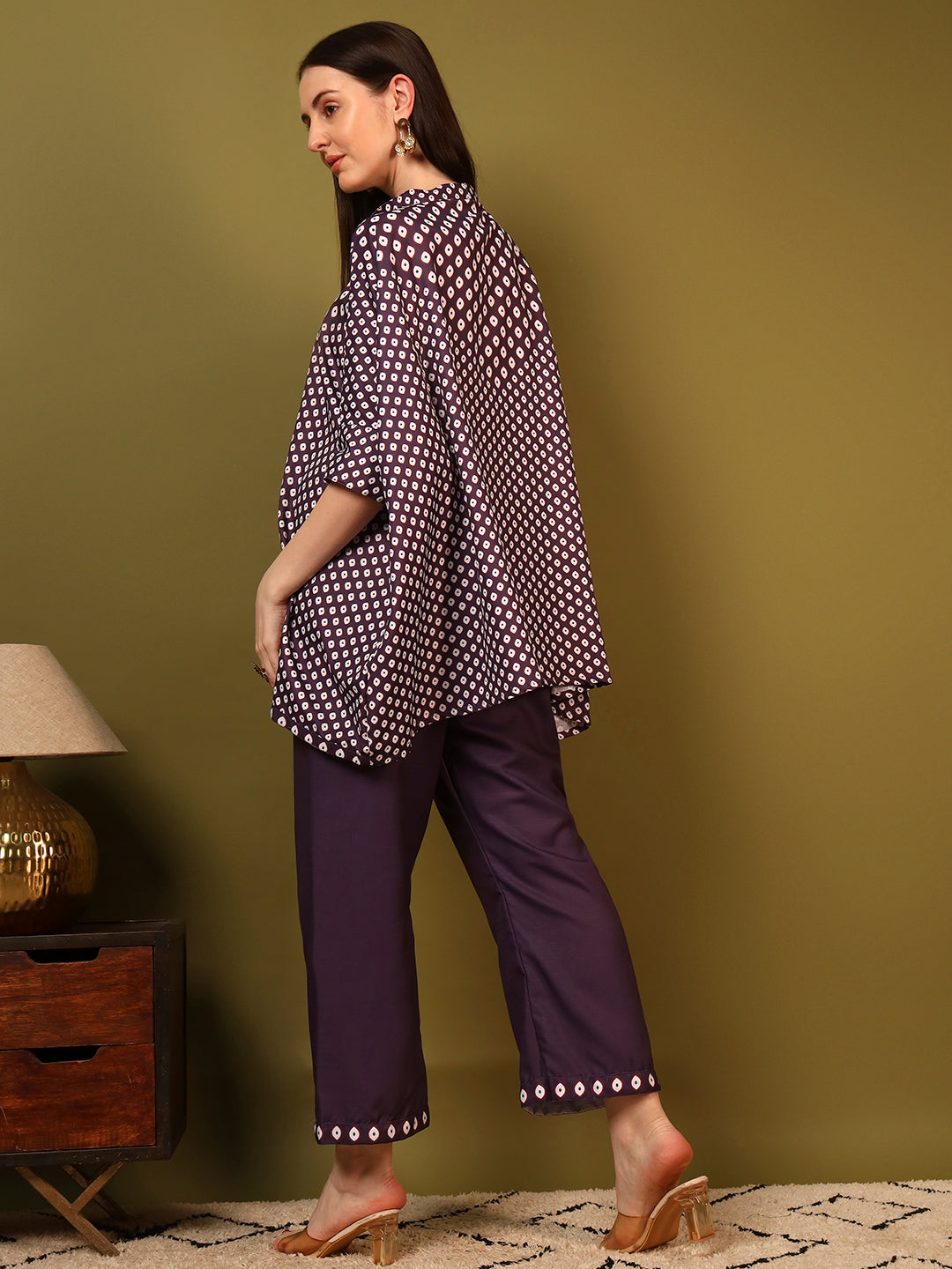 Wine Blue Geometric Printed Co-Ord Set