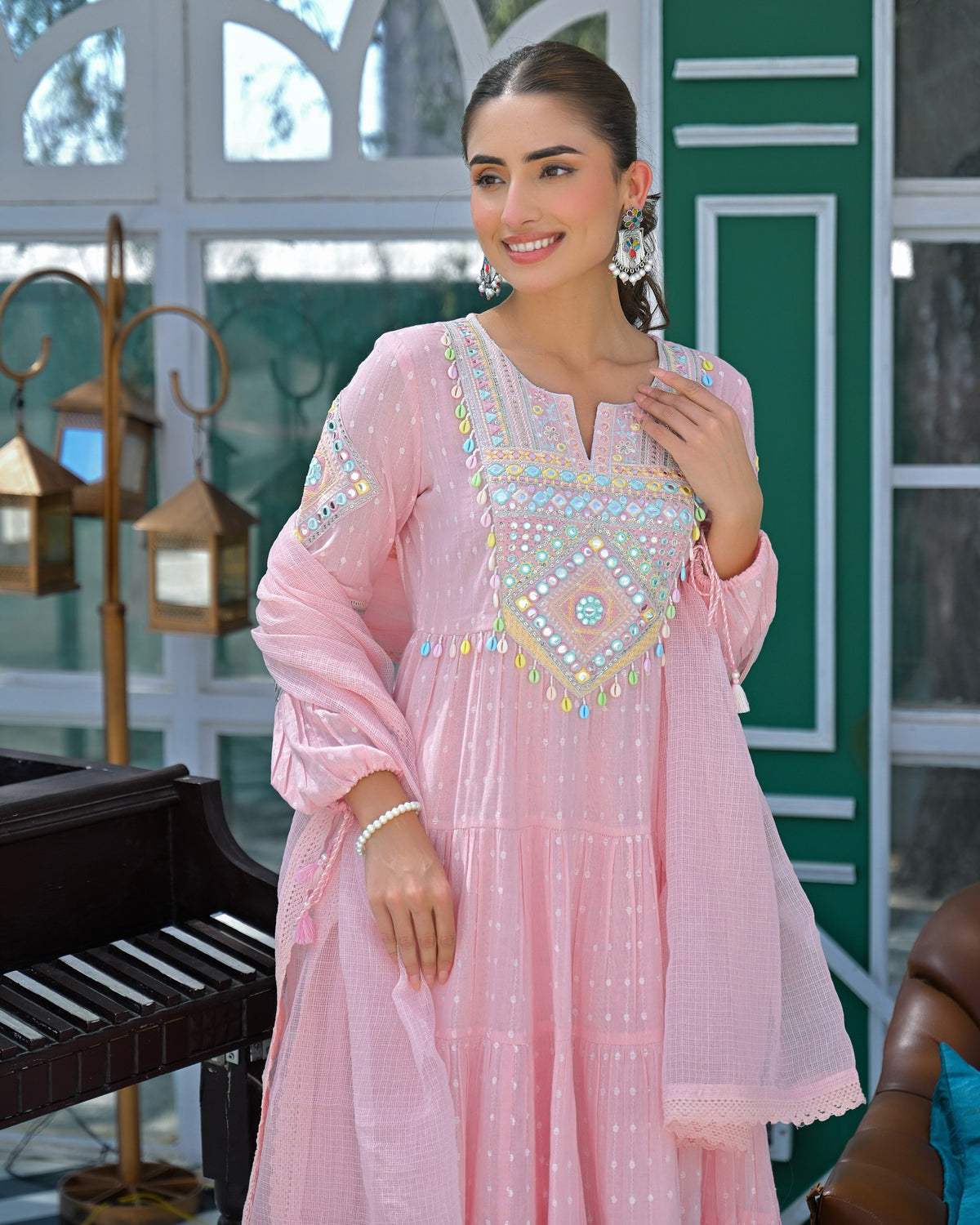 Chahat Pink Silk Anarkali Kurta Set with Dupatta for Women