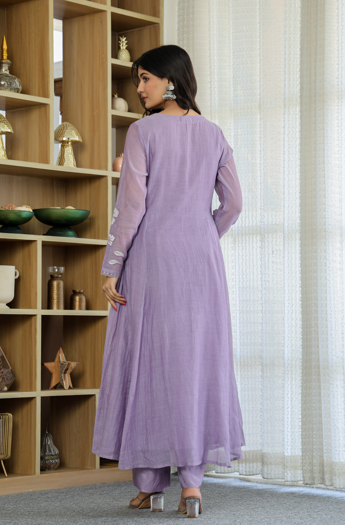 Devki Purple Silk Anarkali Kurta Set with Dupatta for Women