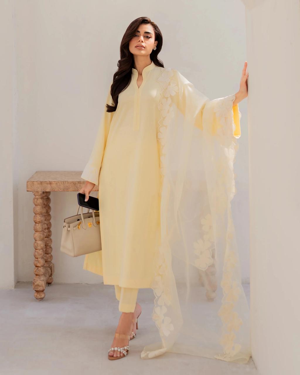 Erica Yellow Embroidered Straight Kurta Suit Set for Women