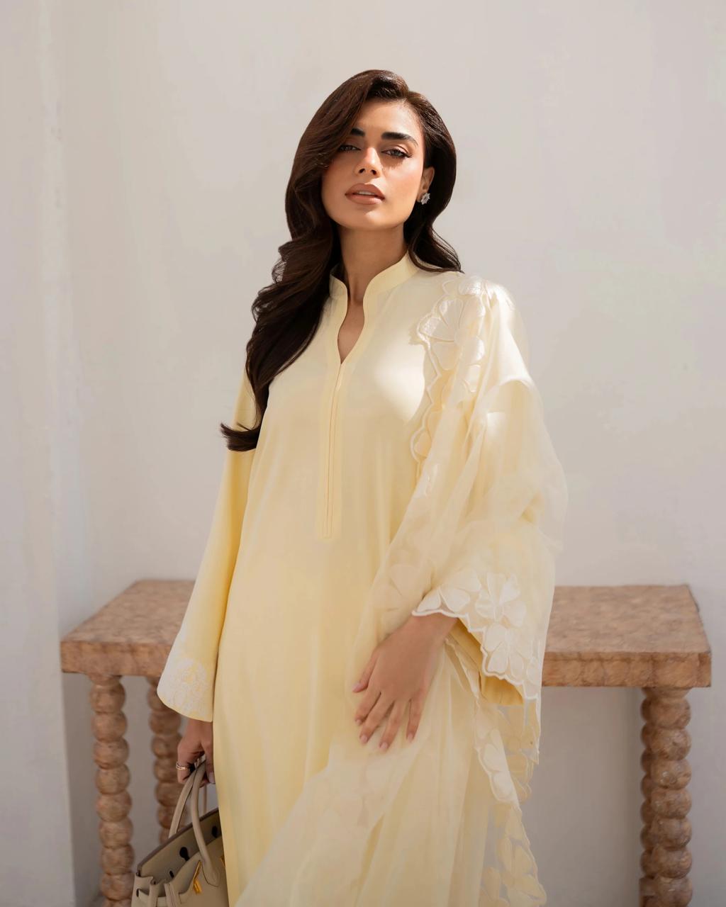Erica Yellow Embroidered Straight Kurta Suit Set for Women