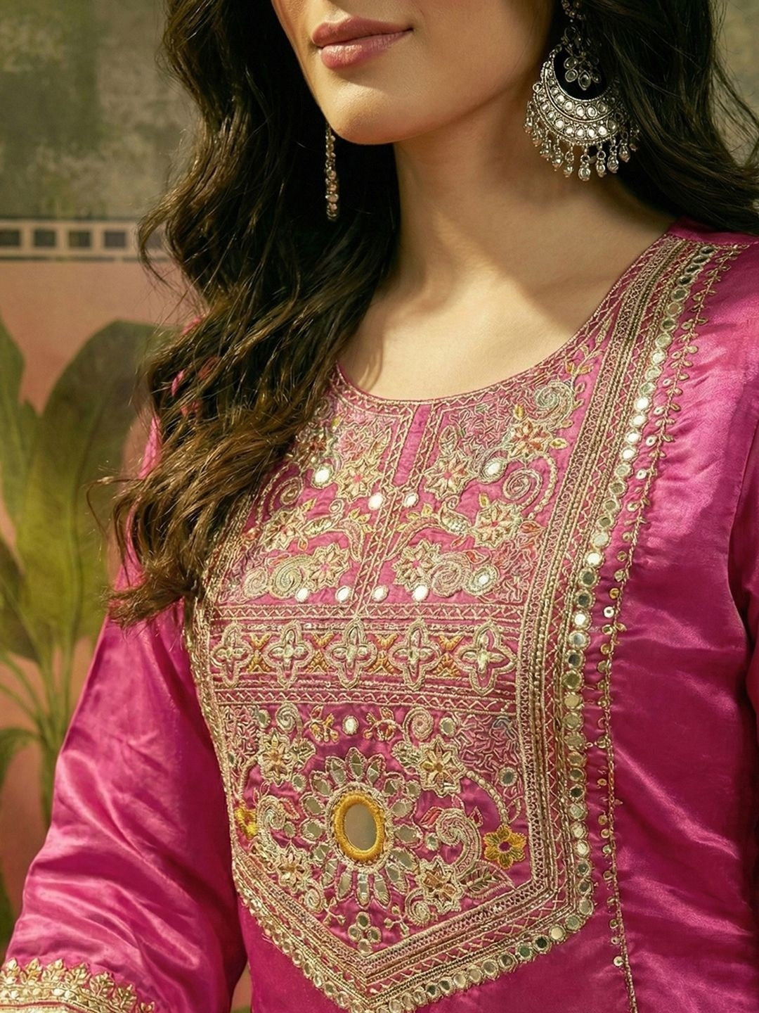 Pink Silk Embroidered Peplum Sharara Set With Dupatta For Women