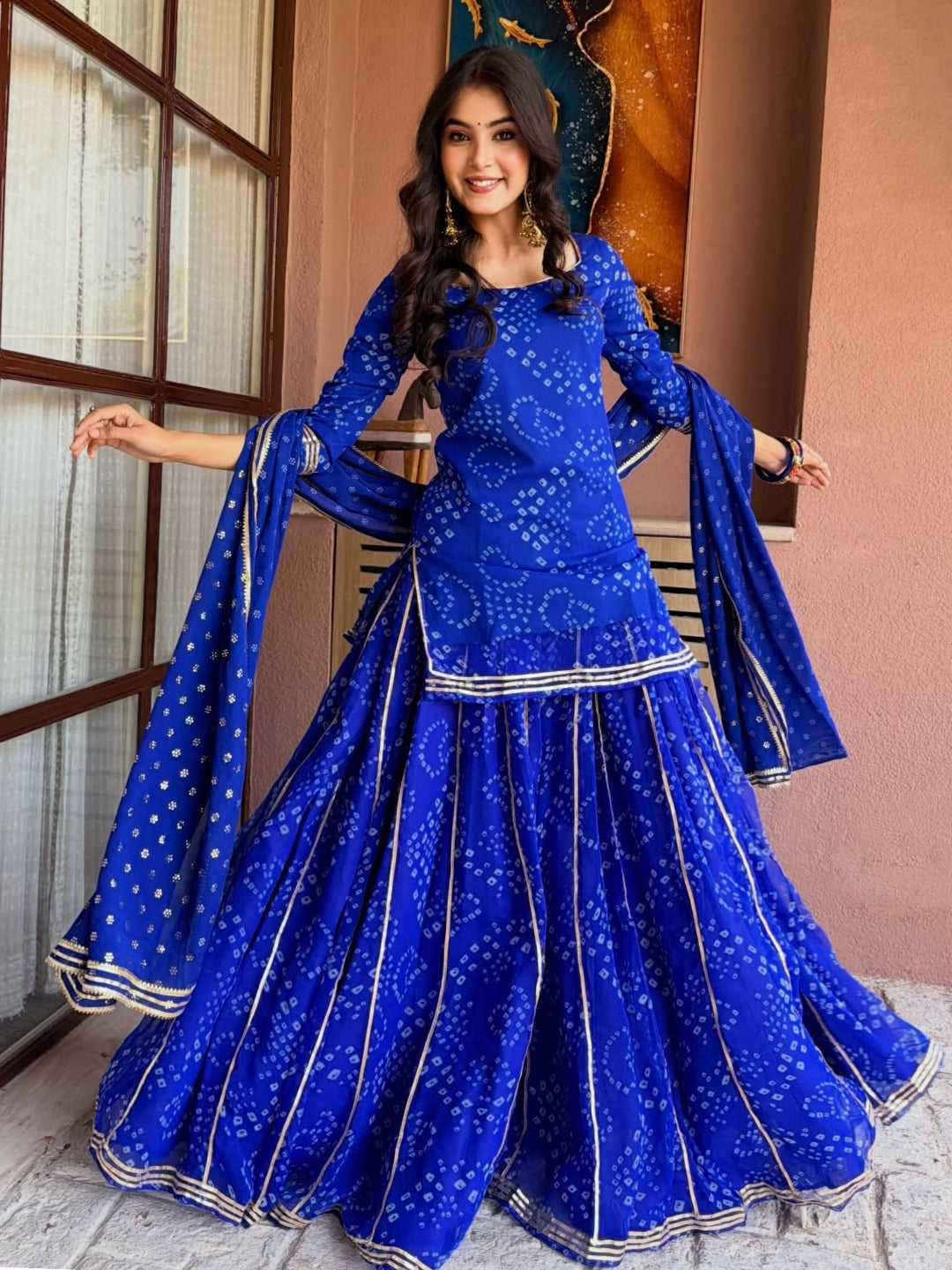 Blue Silk Embroidered Peplum Sharara Set With Dupatta For Women