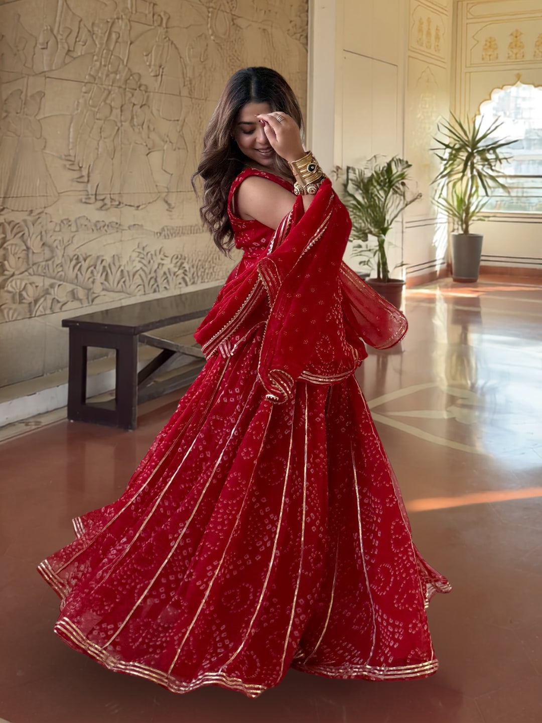 Red Silk Embroidered Peplum Sharara Set With Dupatta For Women