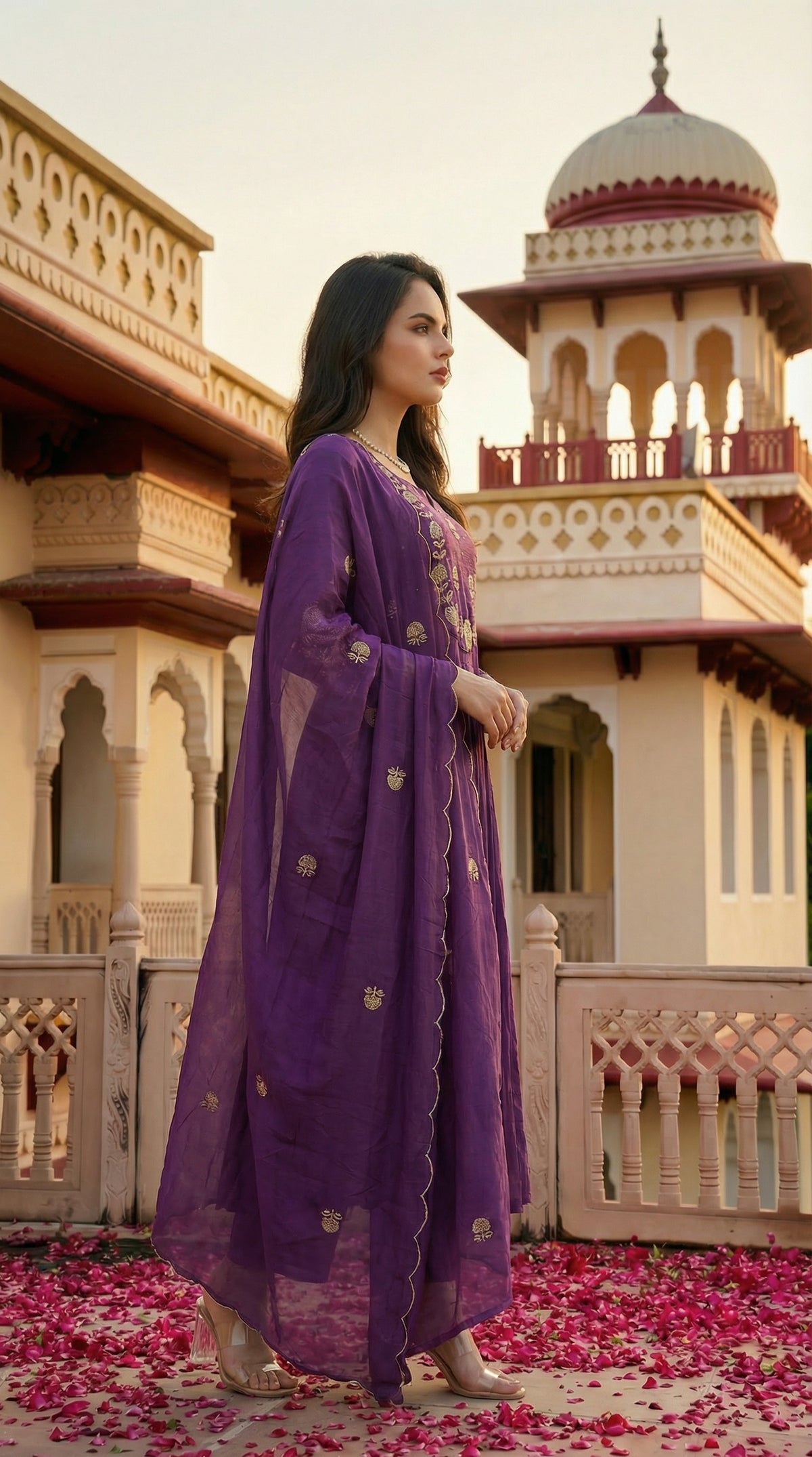 Pariza Wine Silk Anarkali Kurta Set with Dupatta for Women