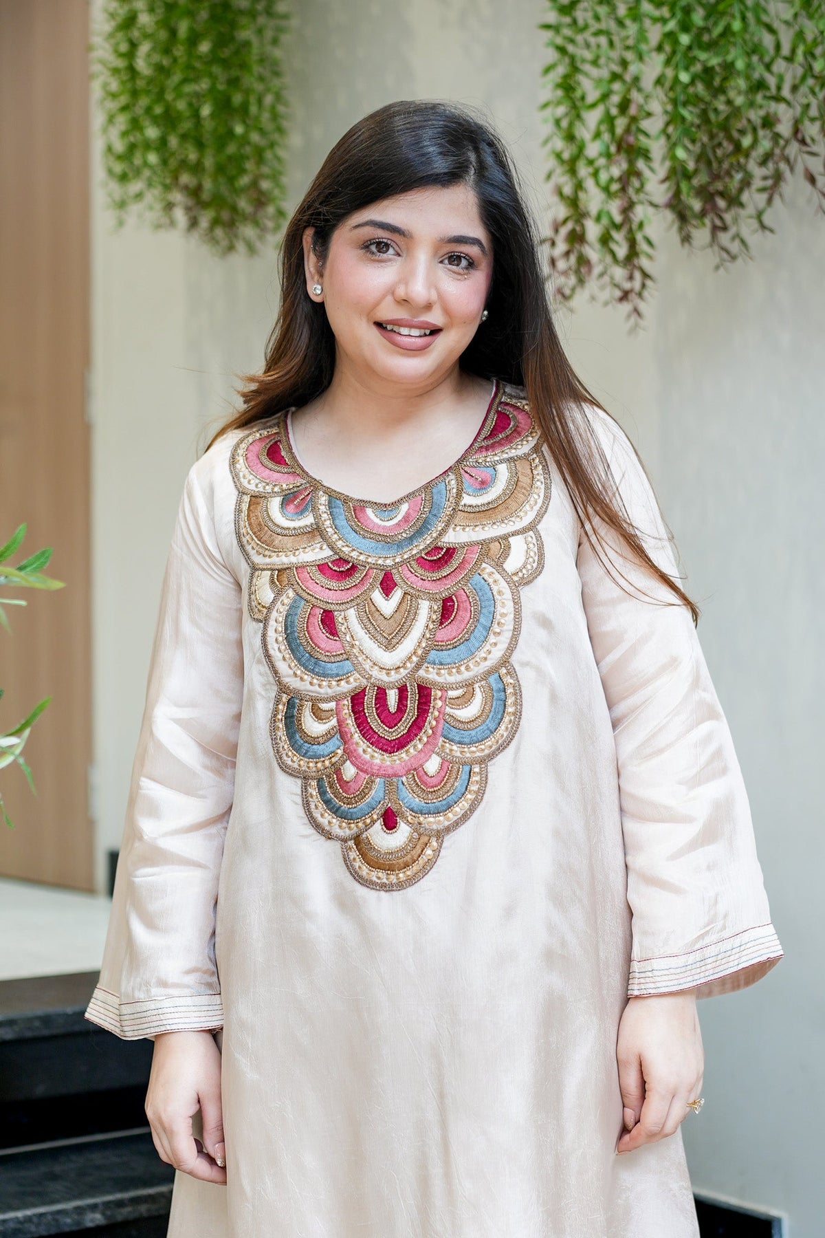 White Embroidered A-Line Kurta Suit Set for Women