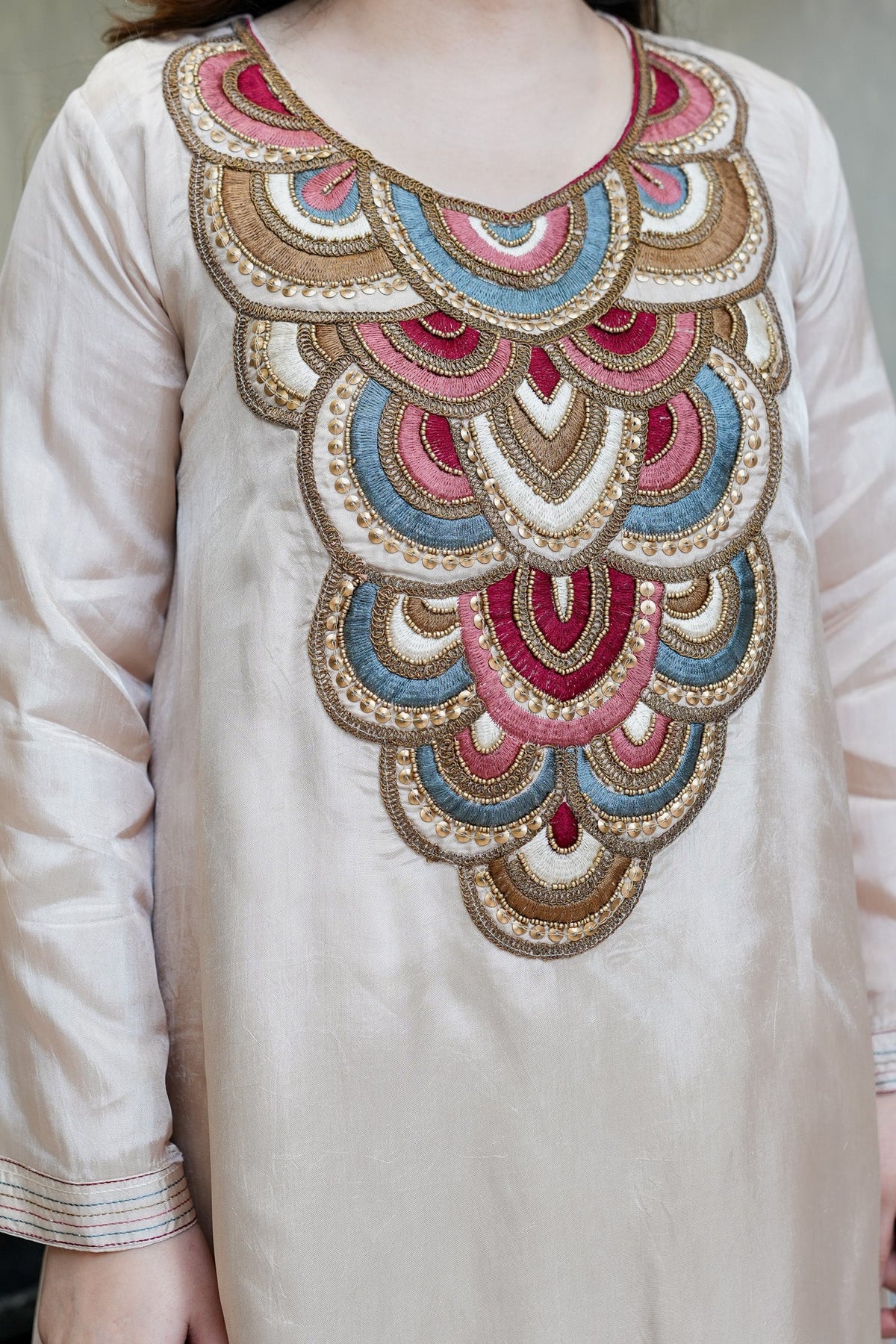 White Embroidered A-Line Kurta Suit Set for Women