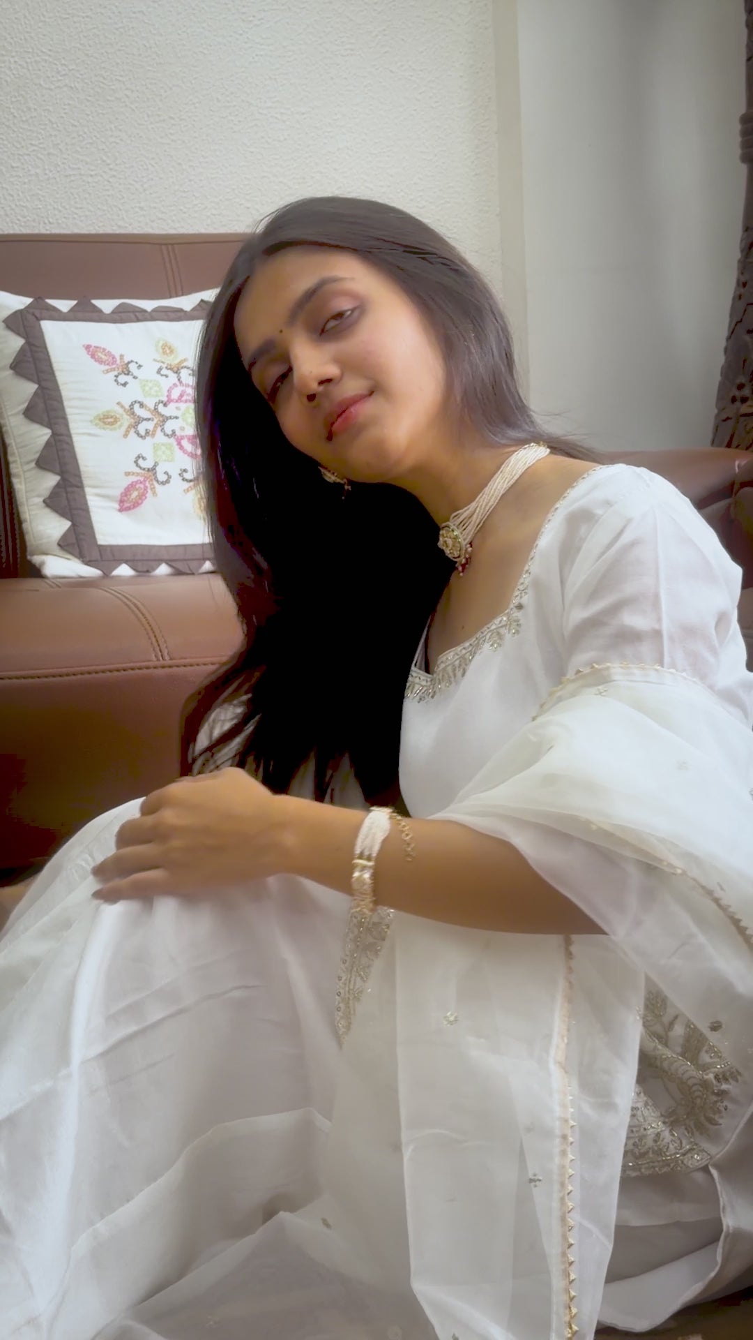 White Silk Embroidered Peplum Sharara Set With Dupatta For Women
