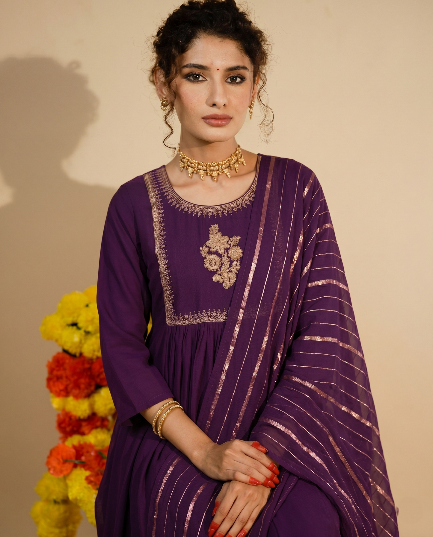 Purple kurta set